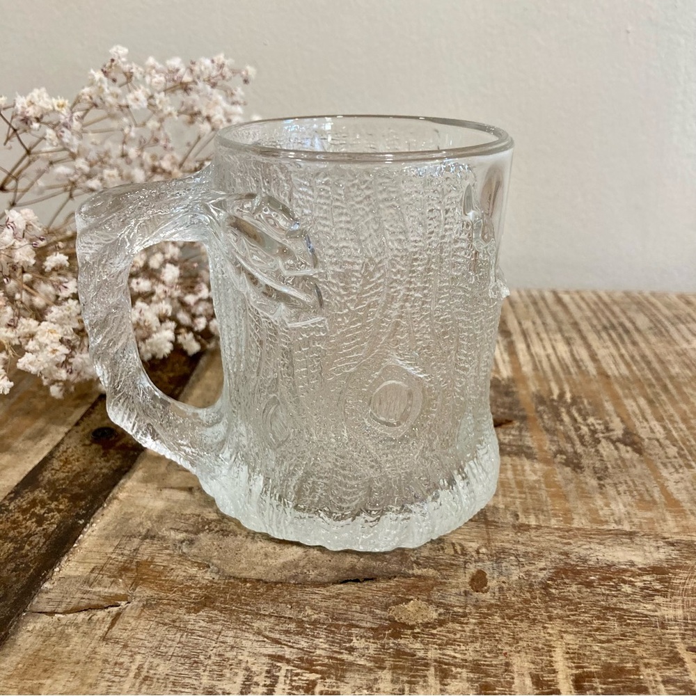 1993 The Flintstones McDonald's Glass Mug RocDonalds Treemendous Clear Embossed - Picture 2 of 8